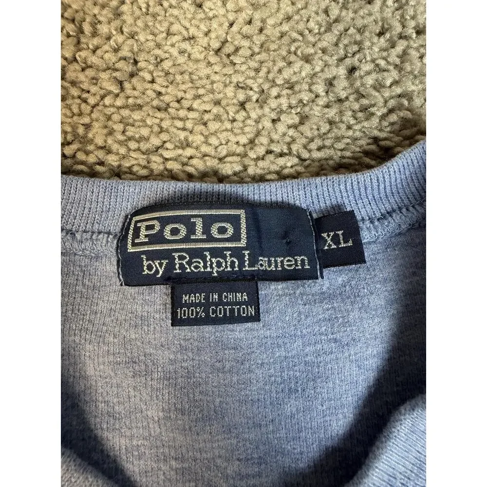 Polo Ralph Lauren Sweater Mens XL Light Blue V-Neck Cotton Tight-Knit Pullover
